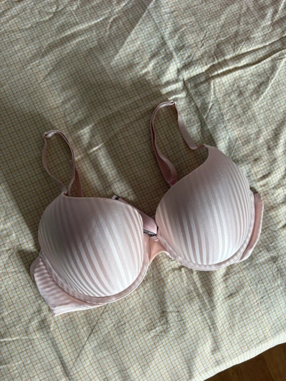 Light Pink Striped Push Up Bra Size 36C